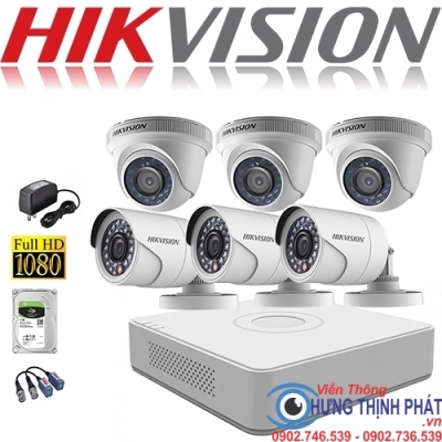 TRỌN BỘ 6 CAMERA QUAN SÁT HIKVISON 2.0 MPX